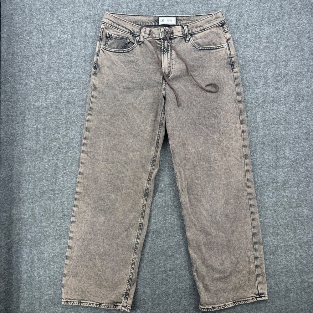 GAP 90s Loose Low Rise Acid Wash Stretch Brown Wide Leg Jeans Size 30/10 Regular